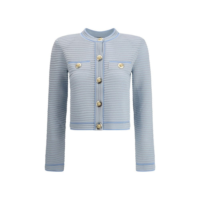 Balmain Light Blue Viscose Cardigan - HOLLIN STUDIO