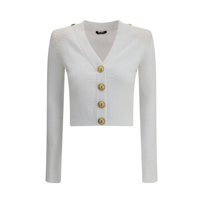 Balmain White Viscose Cardigan - HOLLIN STUDIO