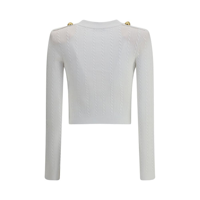 Balmain White Viscose Cardigan - HOLLIN STUDIO