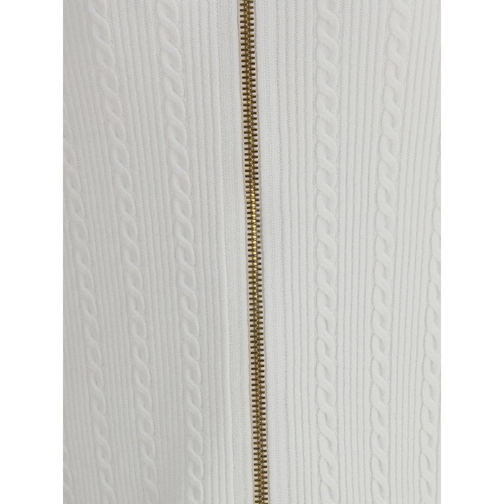 Balmain White Viscose Midi Skirt - HOLLIN STUDIO