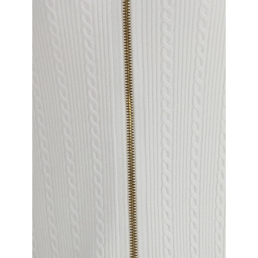 Balmain White Viscose Midi Skirt - HOLLIN STUDIO