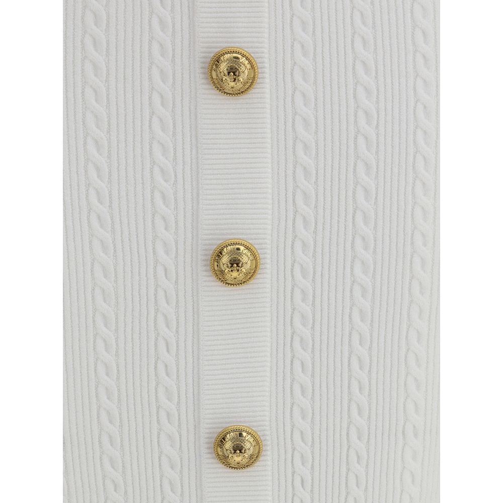 Balmain White Viscose Midi Skirt - HOLLIN STUDIO