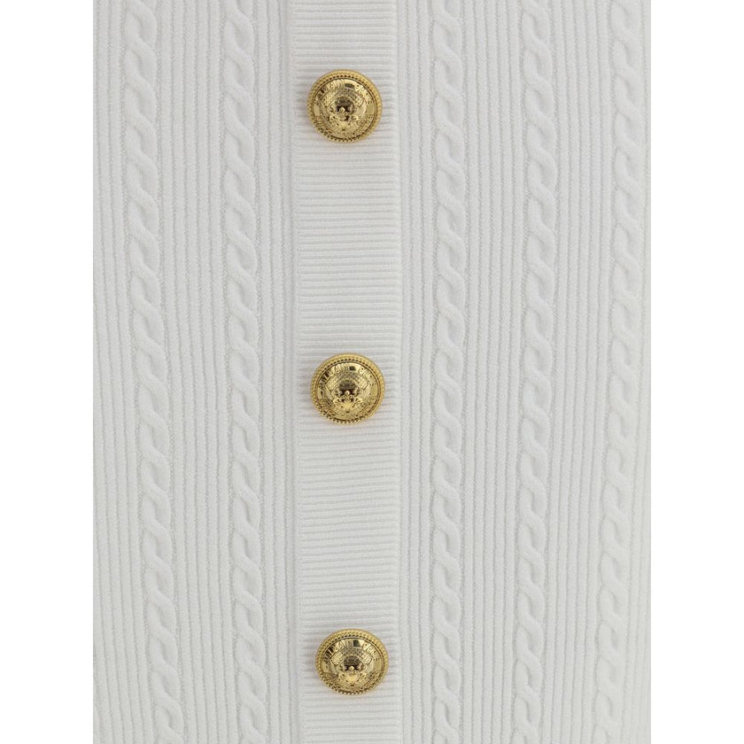 Balmain White Viscose Midi Skirt - HOLLIN STUDIO