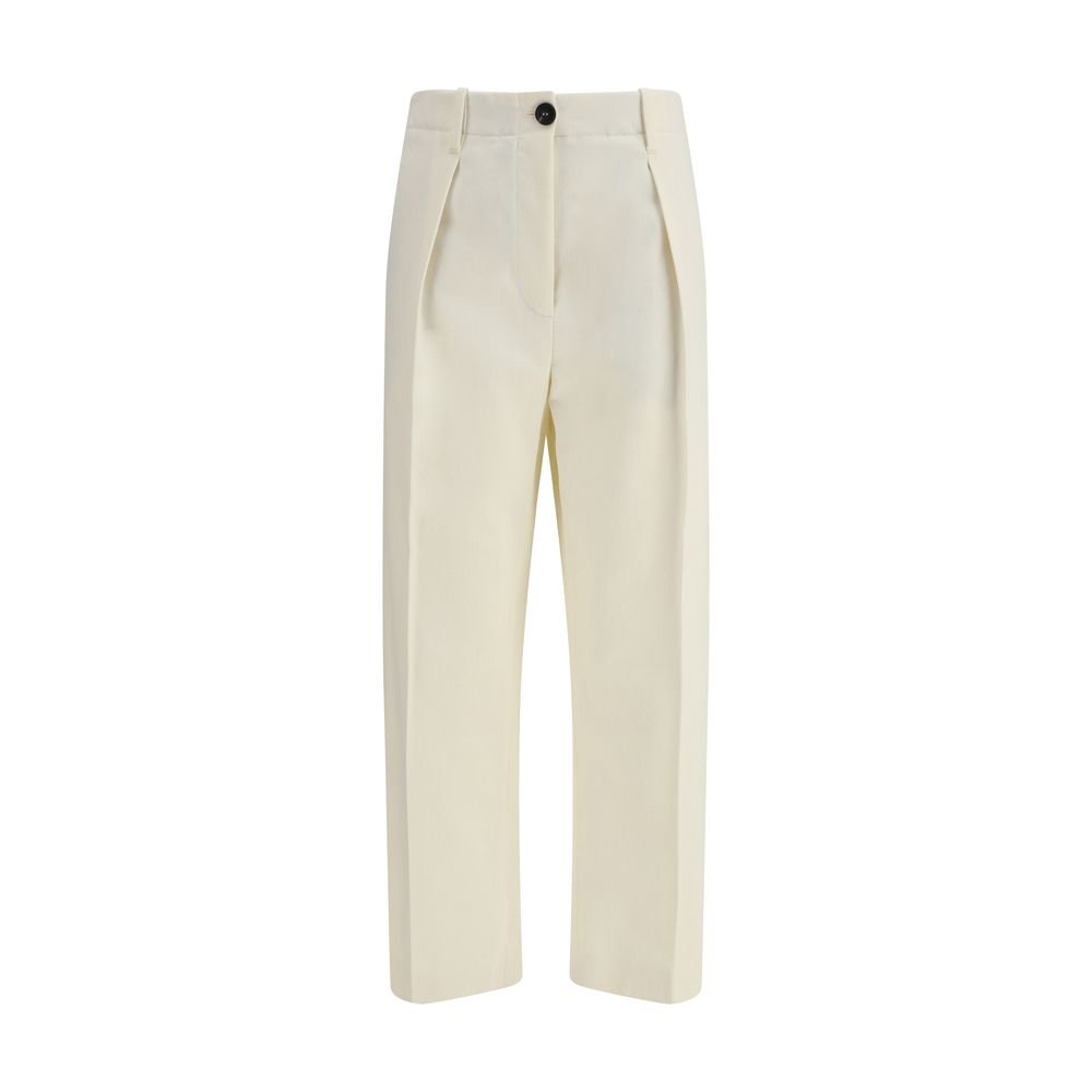 Brunello Cucinelli Cream Cotton Casual Pants - HOLLIN STUDIO