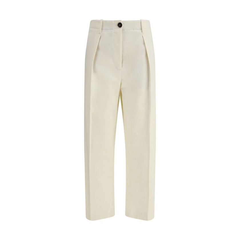 Brunello Cucinelli Cream Cotton Casual Pants - HOLLIN STUDIO