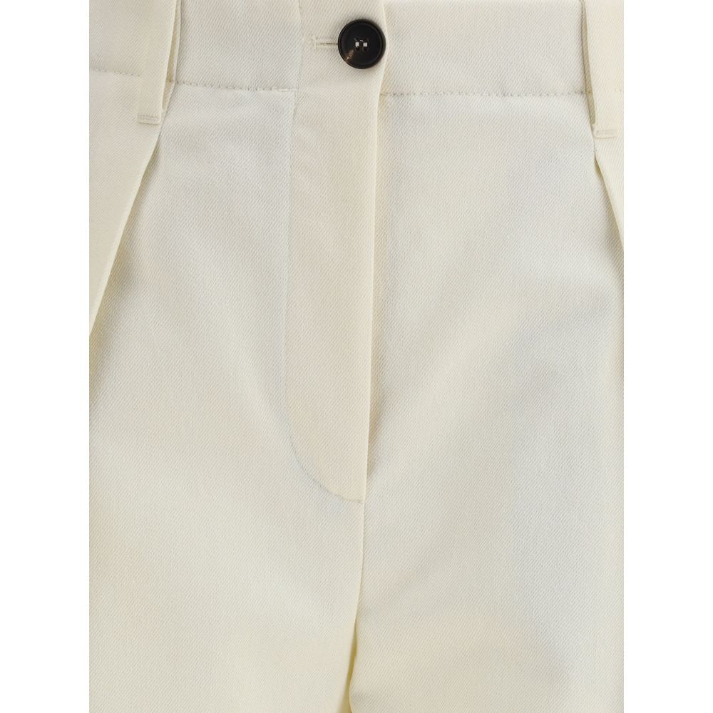 Brunello Cucinelli Cream Cotton Casual Pants - HOLLIN STUDIO