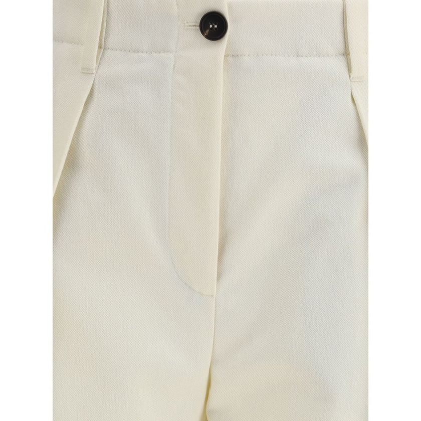 Brunello Cucinelli Cream Cotton Casual Pants - HOLLIN STUDIO