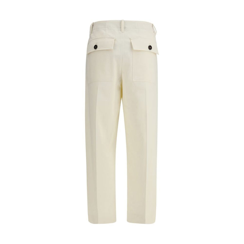 Brunello Cucinelli Cream Cotton Casual Pants - HOLLIN STUDIO