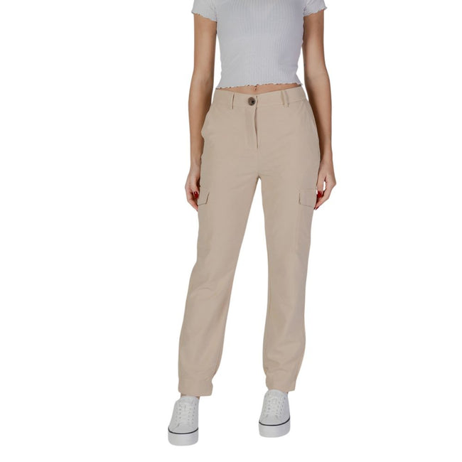 B.Young Beige Polyester Cargo Pants - HOLLIN STUDIO