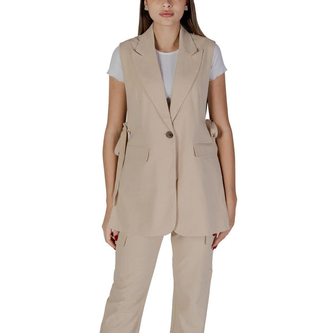 B.Young Beige Polyester Waistcoat - HOLLIN STUDIO
