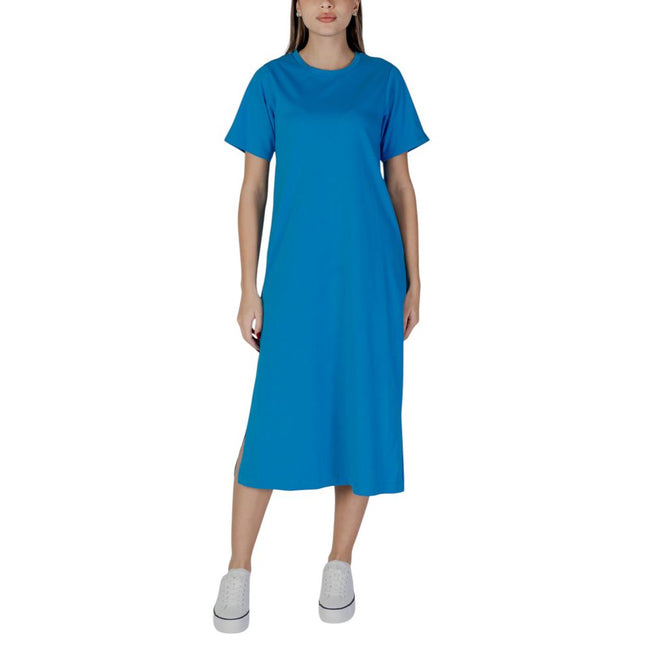 B.Young Blue Cotton Midi Dress - HOLLIN STUDIO