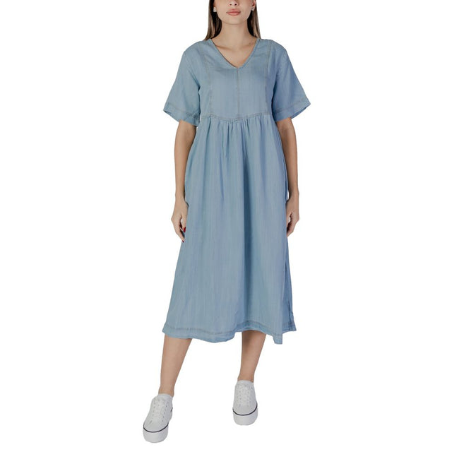 B.Young Light Blue Cotton Long Dress - HOLLIN STUDIO