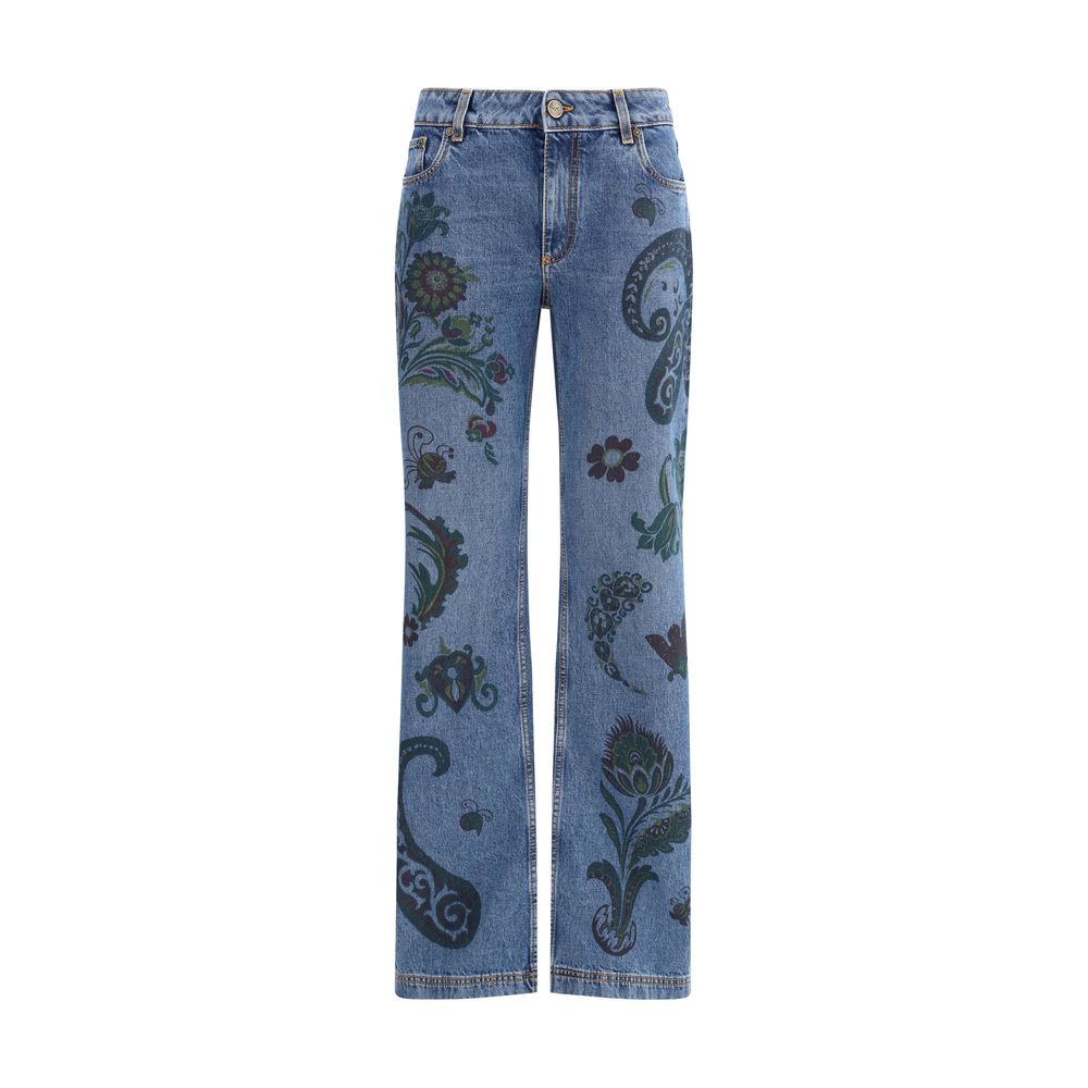Etro Blue Cotton Flared Jeans - HOLLIN STUDIO
