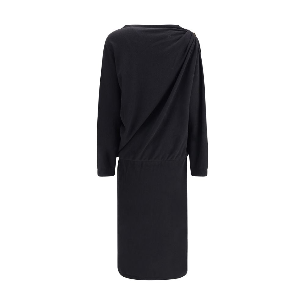 Fabiana Filippi Black Fleece Wool Casual Dress - HOLLIN STUDIO