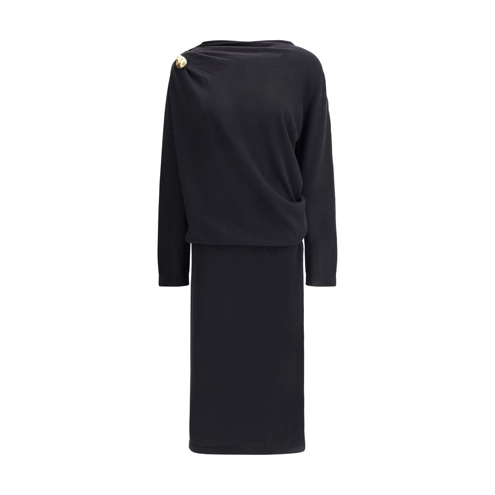 Fabiana Filippi Black Fleece Wool Casual Dress - HOLLIN STUDIO