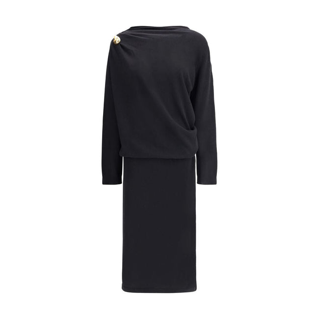 Fabiana Filippi Black Fleece Wool Casual Dress - HOLLIN STUDIO