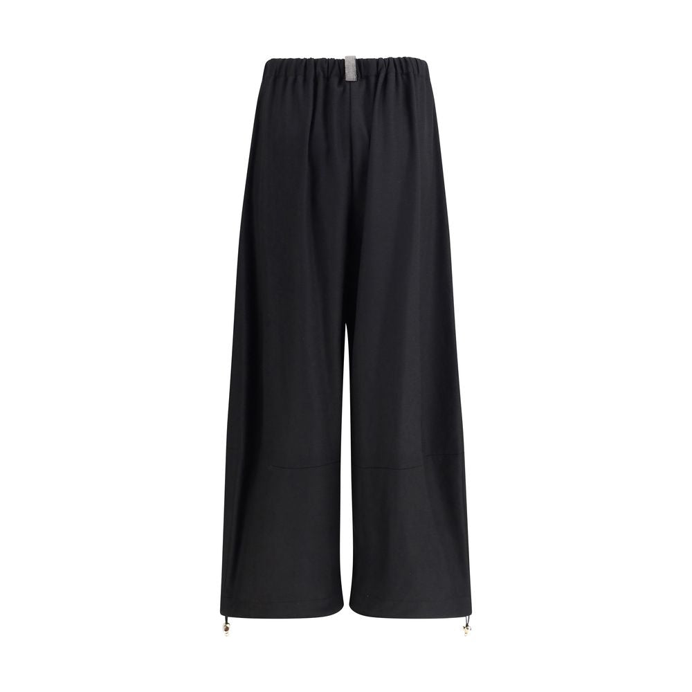 Fabiana Filippi Black Fleece Wool Casual Pants - HOLLIN STUDIO