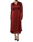 Fabiana Filippi Burgundy Acetate Viscose Satin Long Dress - HOLLIN STUDIO