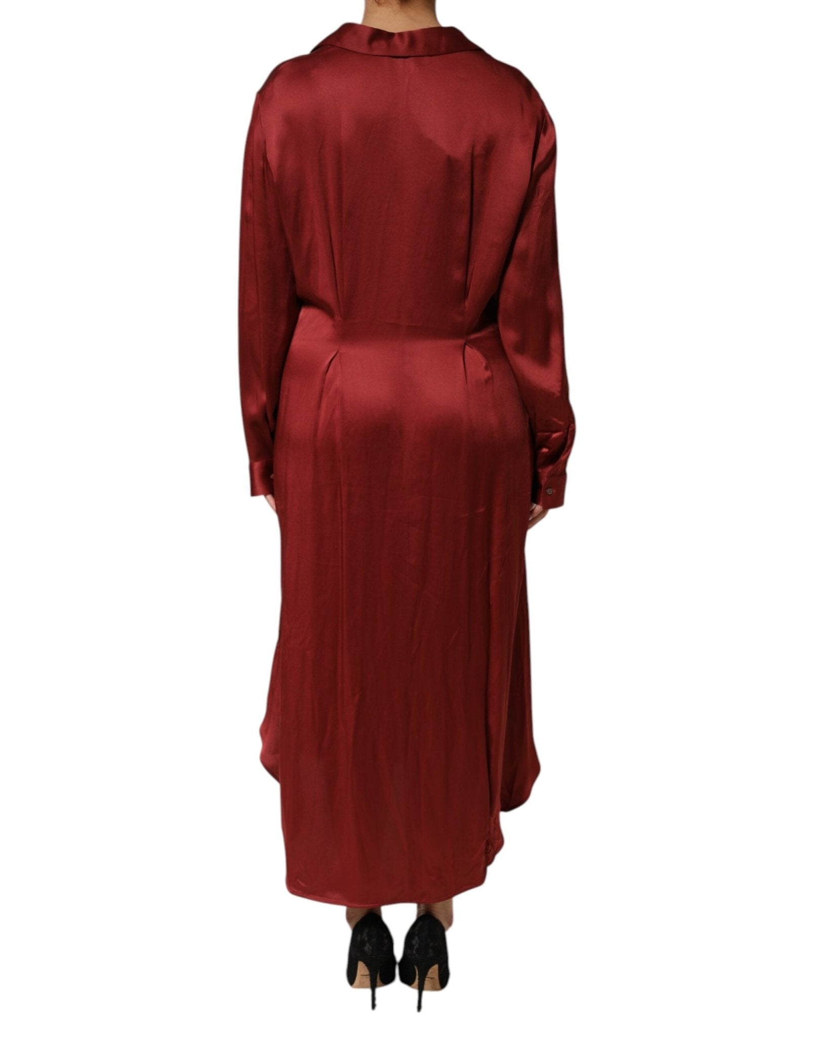 Fabiana Filippi Burgundy Acetate Viscose Satin Long Dress - HOLLIN STUDIO