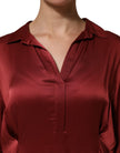 Fabiana Filippi Burgundy Acetate Viscose Satin Long Dress - HOLLIN STUDIO
