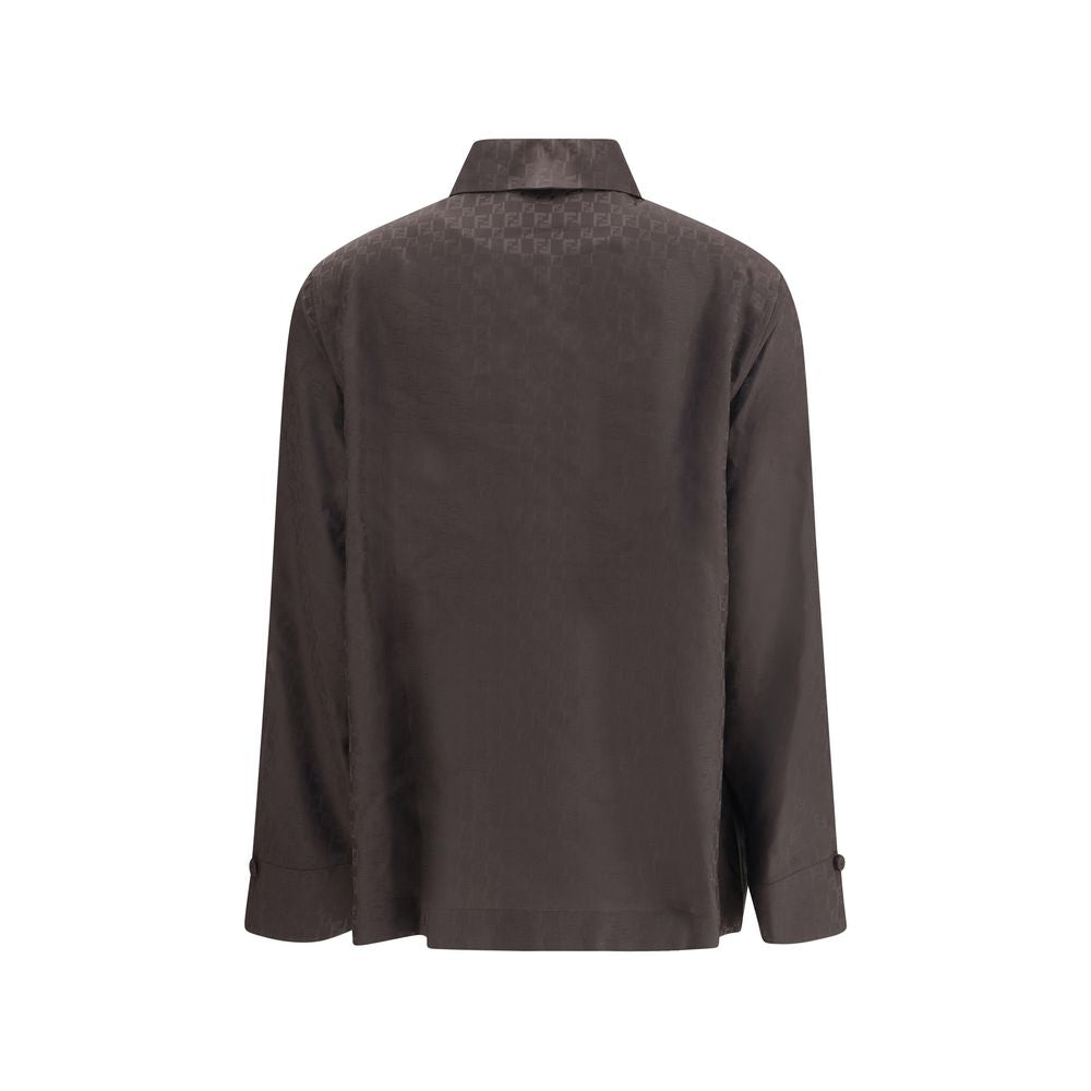 Fendi Brown Silk Dress Shirt - HOLLIN STUDIO