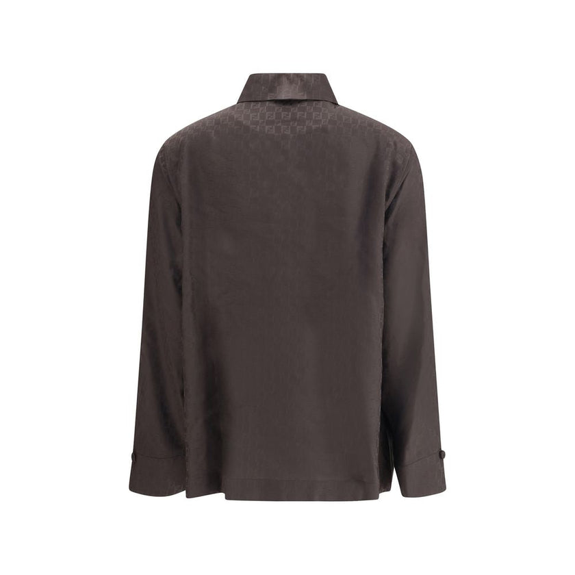 Fendi Brown Silk Dress Shirt - HOLLIN STUDIO
