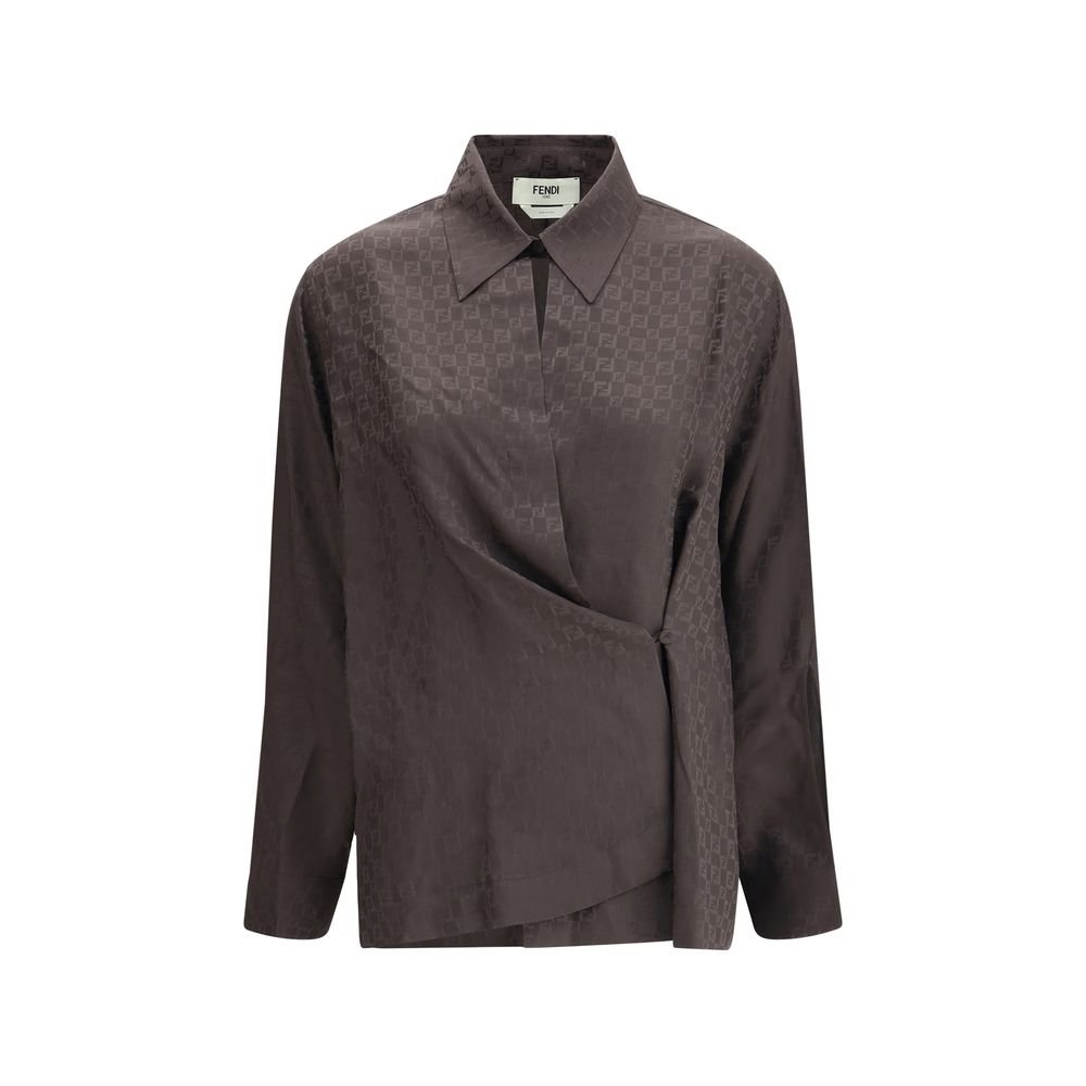 Fendi Brown Silk Dress Shirt - HOLLIN STUDIO