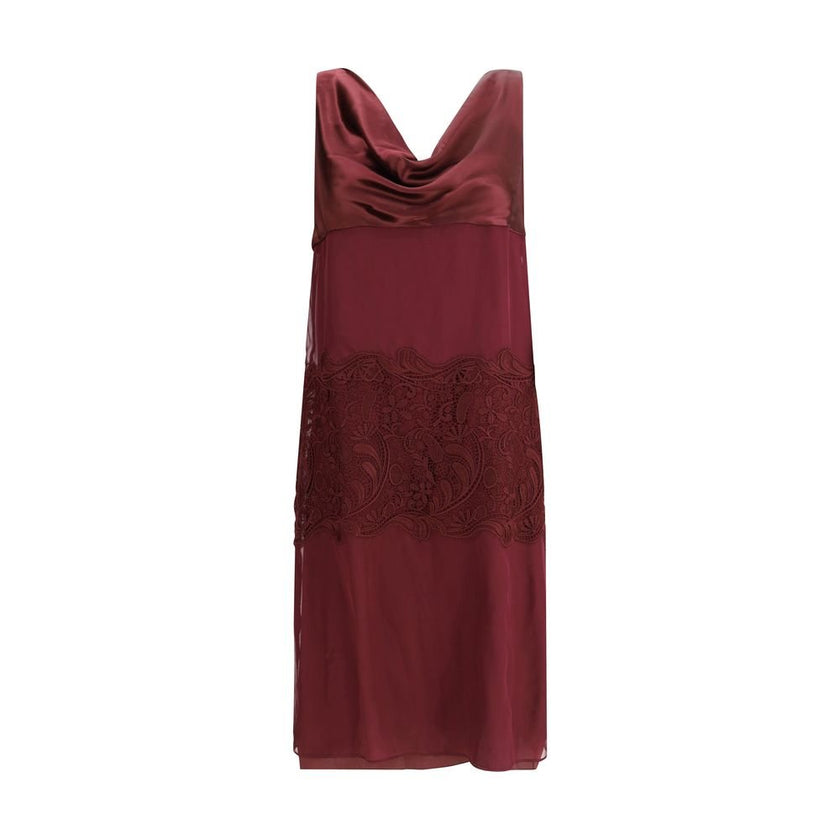 Ferragamo Bordeaux Silk Cocktail Dress - HOLLIN STUDIO