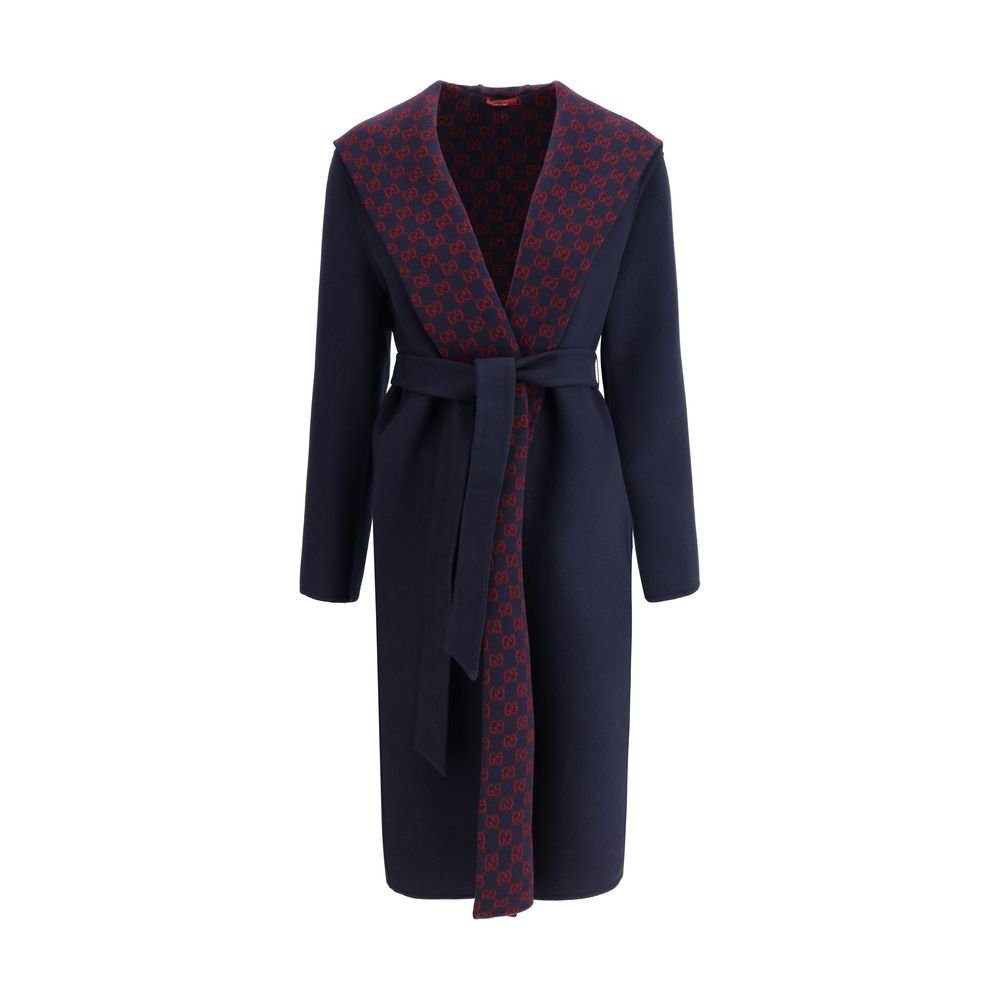 Gucci Blue Wool Coat - HOLLIN STUDIO