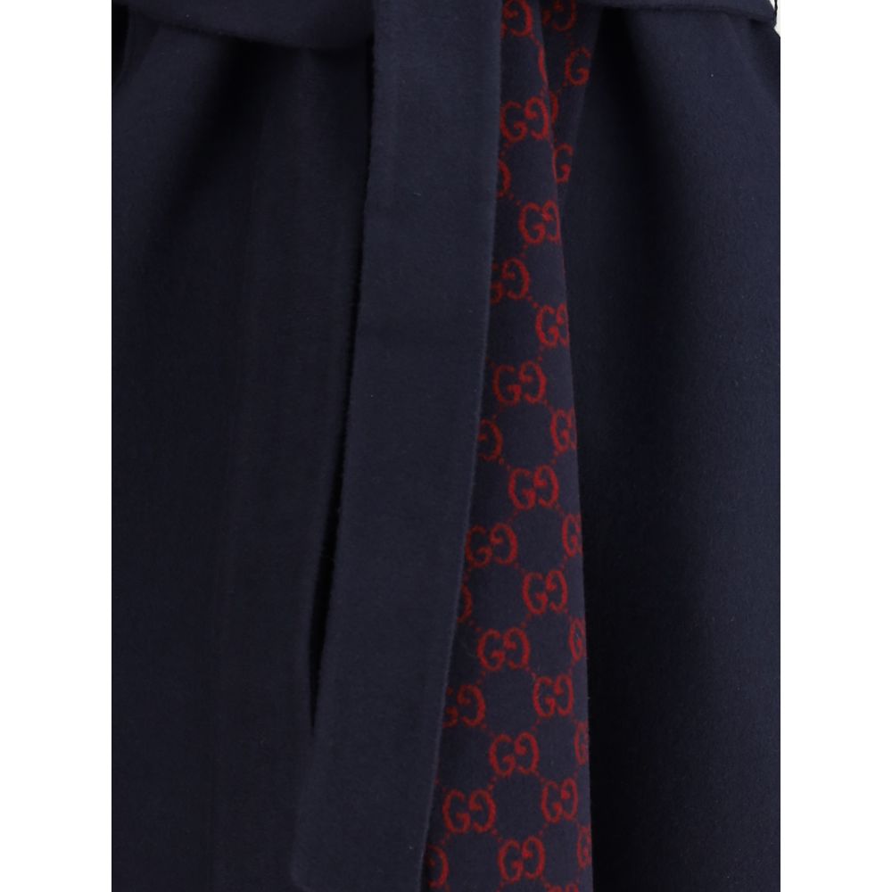 Gucci Blue Wool Coat - HOLLIN STUDIO