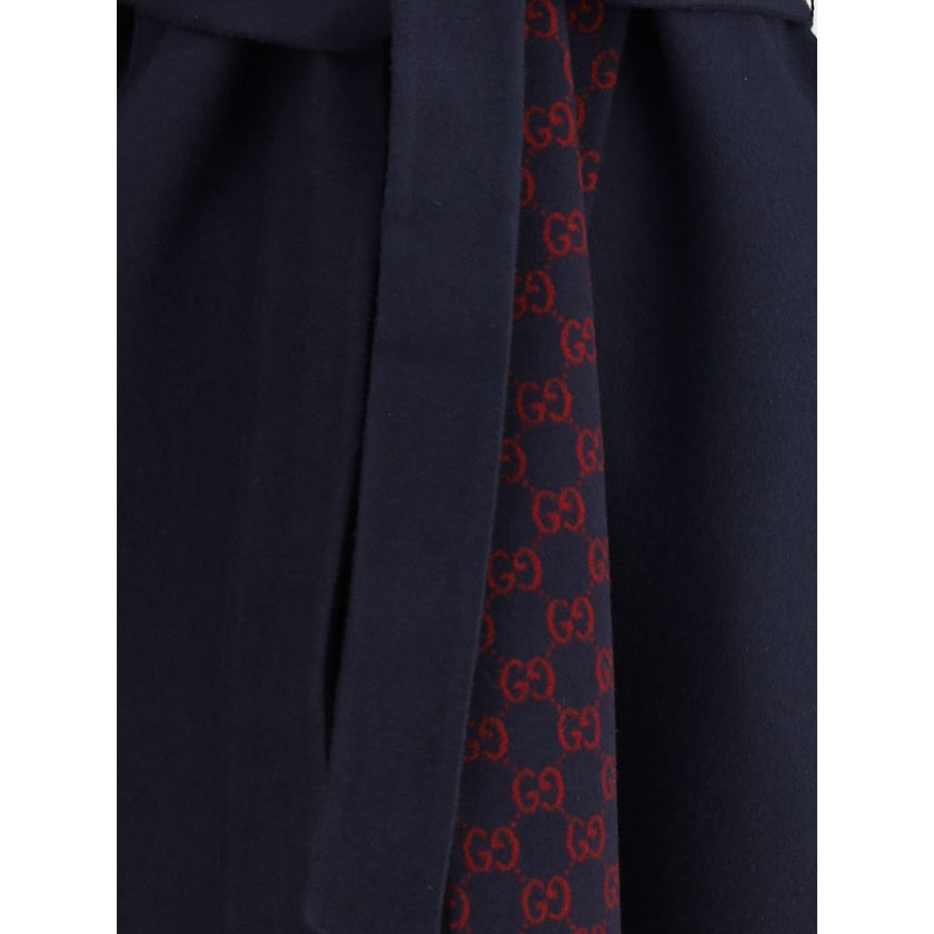 Gucci Blue Wool Coat - HOLLIN STUDIO