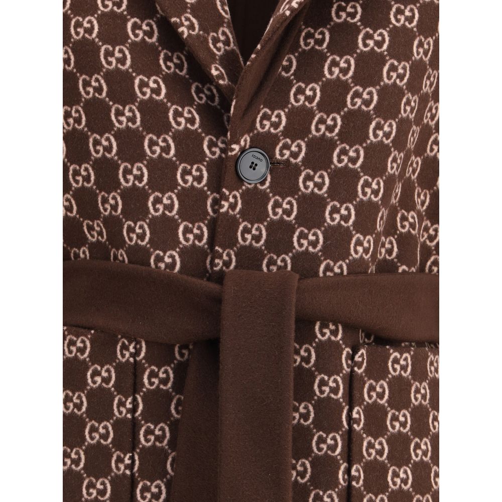 Gucci Brown Wool Coat - HOLLIN STUDIO
