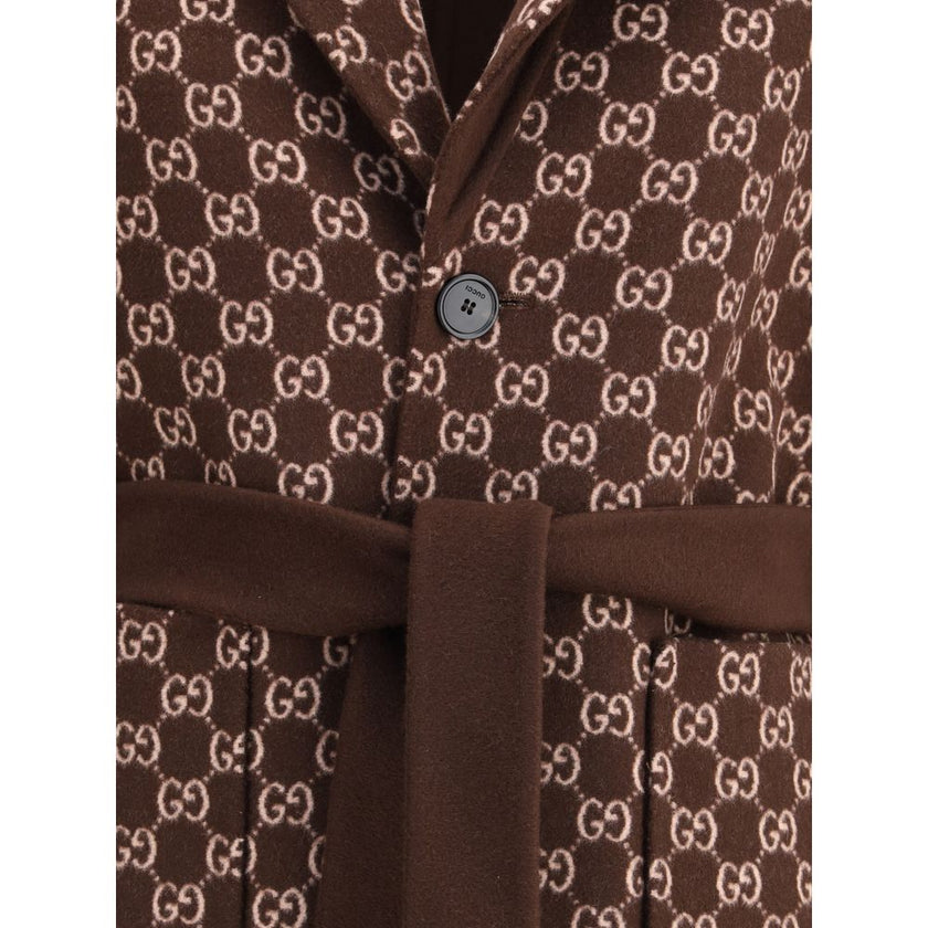 Gucci Brown Wool Coat - HOLLIN STUDIO