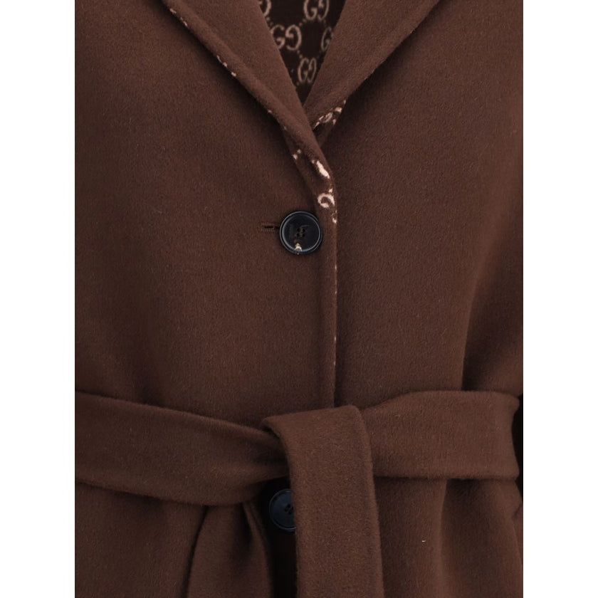 Gucci Brown Wool Coat - HOLLIN STUDIO