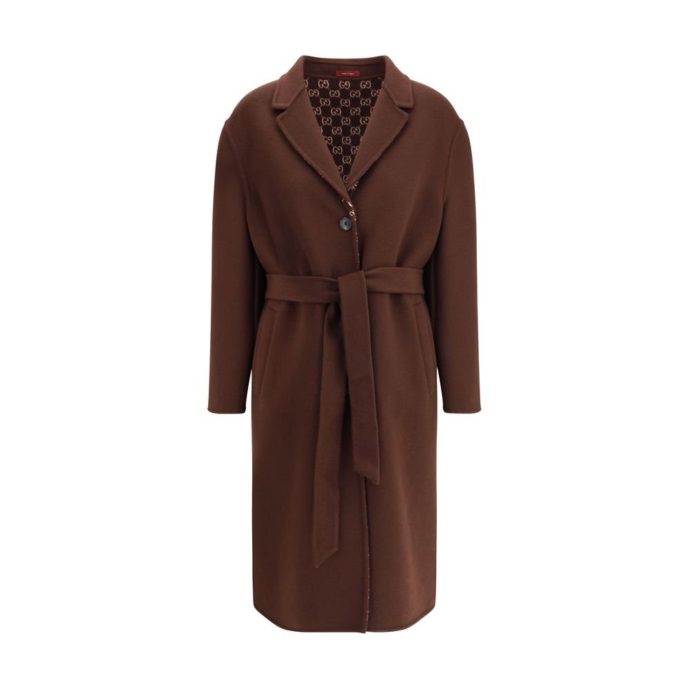 Gucci Brown Wool Coat - HOLLIN STUDIO