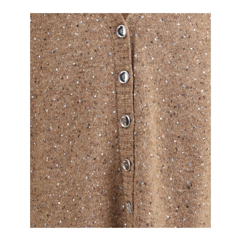 PINKO Beige Wool Cardigan - HOLLIN STUDIO