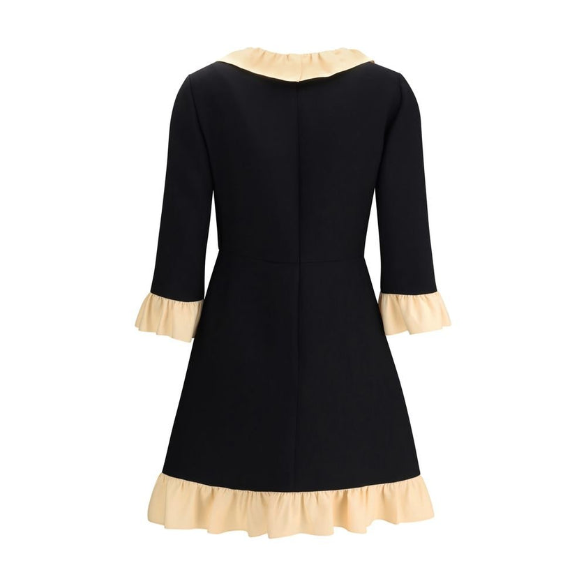 Valentino Black Fleece Wool Cocktail Dress - HOLLIN STUDIO