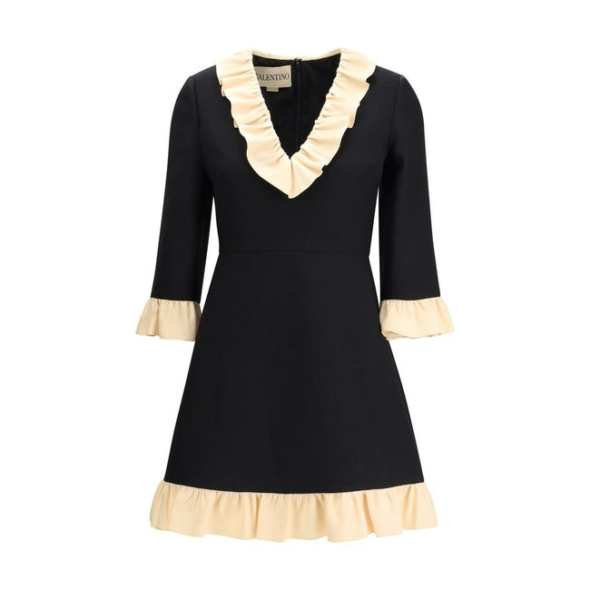 Valentino Black Fleece Wool Cocktail Dress - HOLLIN STUDIO