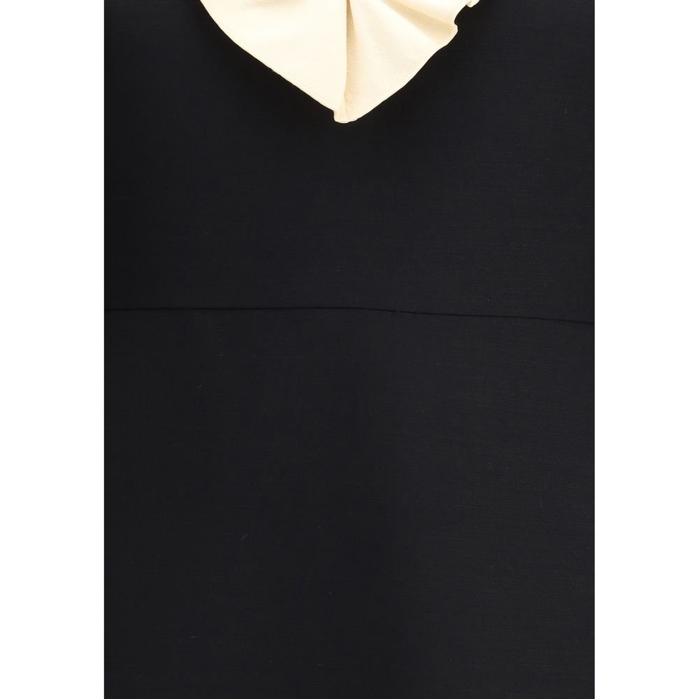 Valentino Black Fleece Wool Cocktail Dress - HOLLIN STUDIO