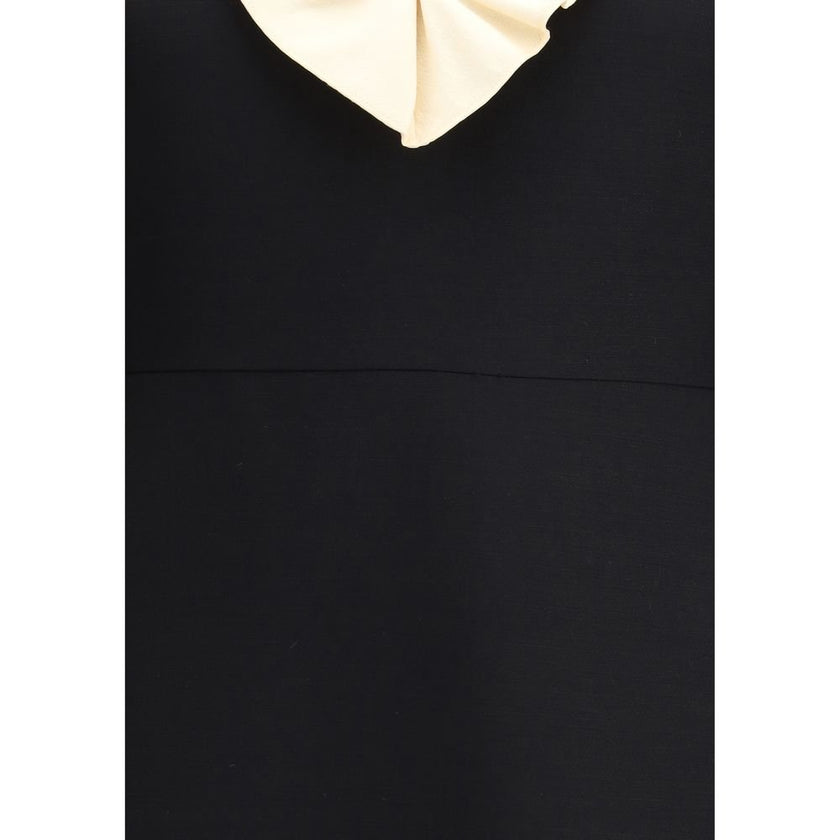 Valentino Black Fleece Wool Cocktail Dress - HOLLIN STUDIO