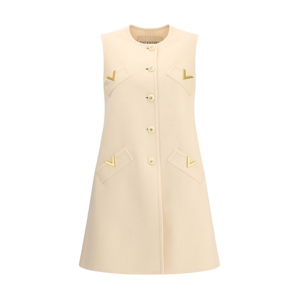 Valentino Cream Fleece Wool Casual Dress - HOLLIN STUDIO