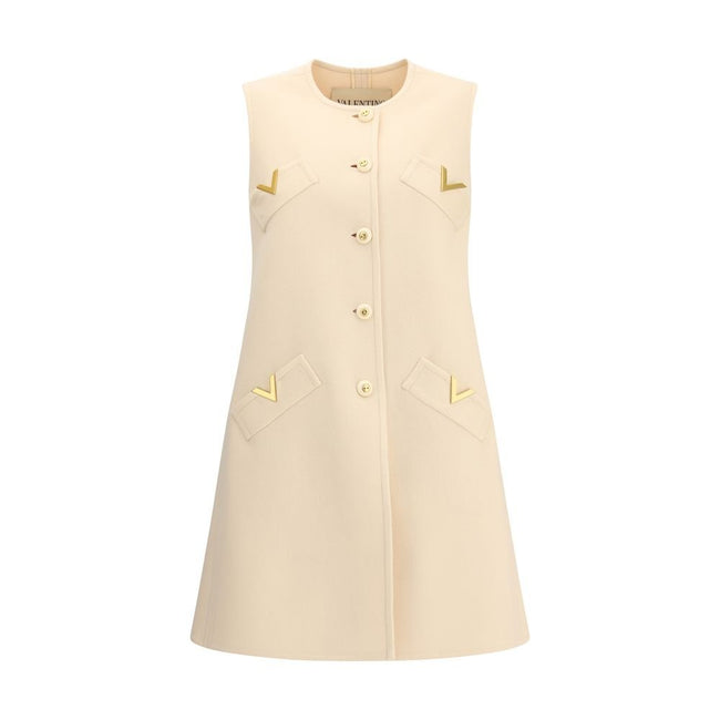 Valentino Cream Fleece Wool Casual Dress - HOLLIN STUDIO