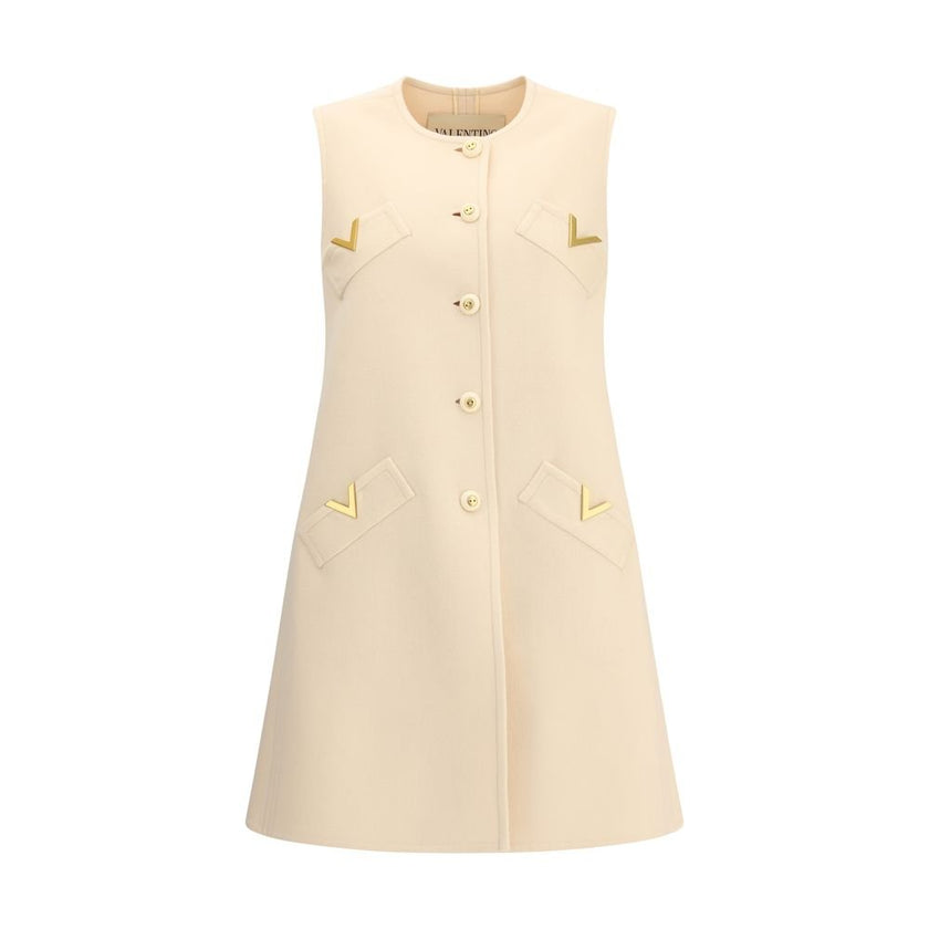 Valentino Cream Fleece Wool Casual Dress - HOLLIN STUDIO